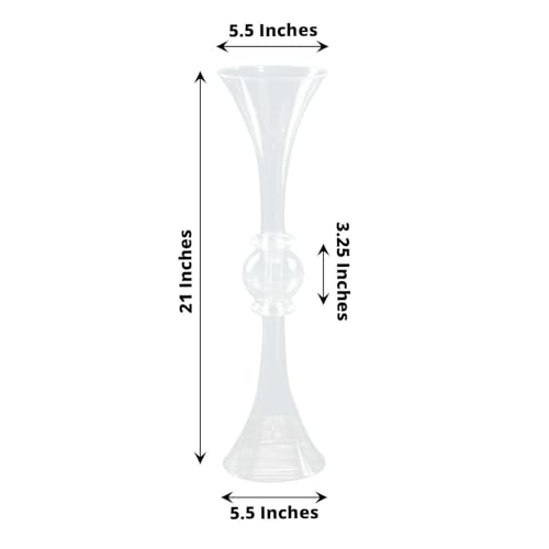 Efavormart 2 Pack | 21" Clear Crystal Embellishment Trumpet Table Centerpiece, Reversible Plastic Flower Vase - color: Clear, size: 21"