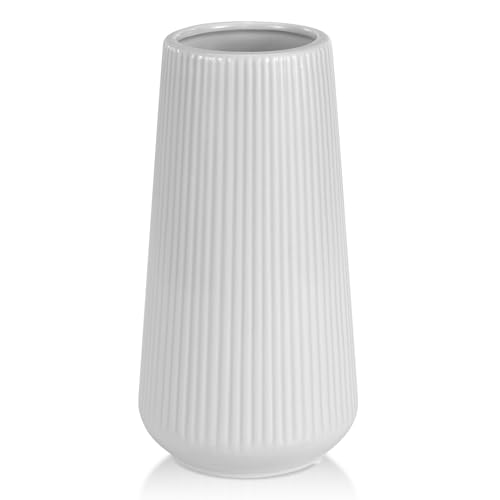 Grey Ceramic Vase, GUKJOB Small Cute Flower Vase for Pampas Grass, Home, Living Room, Dining Table, Farmhouse, Office Decor, Bedroom, Table, and Kitchen Shelf (Grey) - color: Small Gray