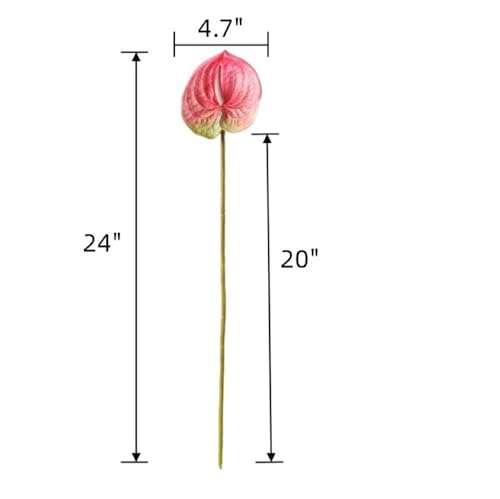 8 Pcs 23-5/8 inch Artificial Anthurium Flowers Real Touch Fake Flower for Table Centerpieces Arrangement and Bridal Wedding Festival Decor Flower Arrangement (Dark Pink) - color: Dark Pink