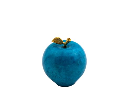 Marble Fruit Paperweight - Handmade Stone Decor for Office Desk, Kitchen Table, Modern Home & Housewarming Gift (Blue)