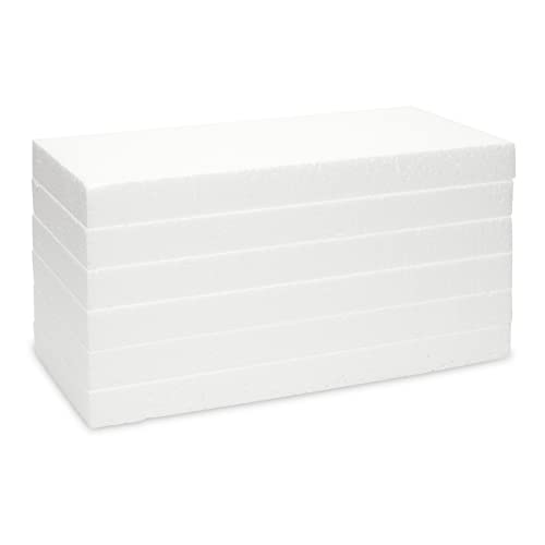 Juvale Craft Foam Blocks - 6-Pack, 12 x 6 x 1 in, White - Flat Foam for Flowers - DIY Floral Arrangement