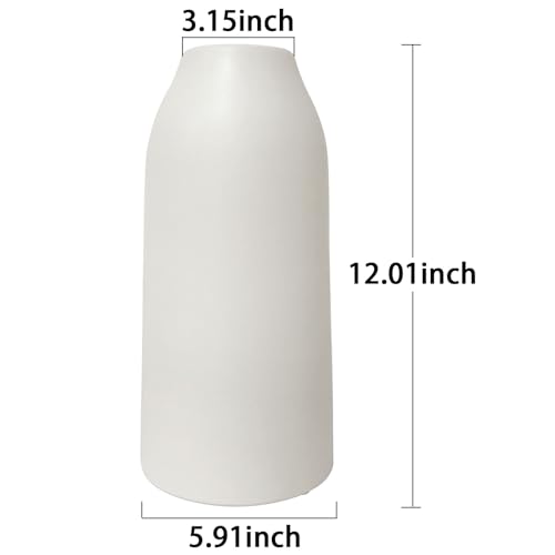 hjn 12 Inch White Ceramic Vase for Flowers, Matte Tall Modern Vase for Decor Minimalist Flower Vase for Home Decor Living Room Tabletop Centerpiece - size: 6D'' x 12"H(matte)