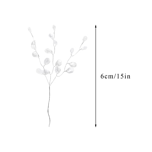 50 Stems Artificial Bouquet, Craft Acrylic Flower Wire Stem Water Drop White Pearl Beads, Handmade Floral Strands for Valentine Wedding Decortaion