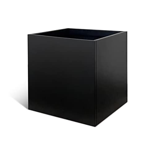 Galvanized Steel Planter Box Black Metal Planter 20Inch Large Square Indoor Outdoor Planters Cube Steel Heavy Duty Planter Powder Coating Modern Commercial Residential for Patio, Plants, Yard, Garden - color: Black, size: 20" L x 20" W x 20" H