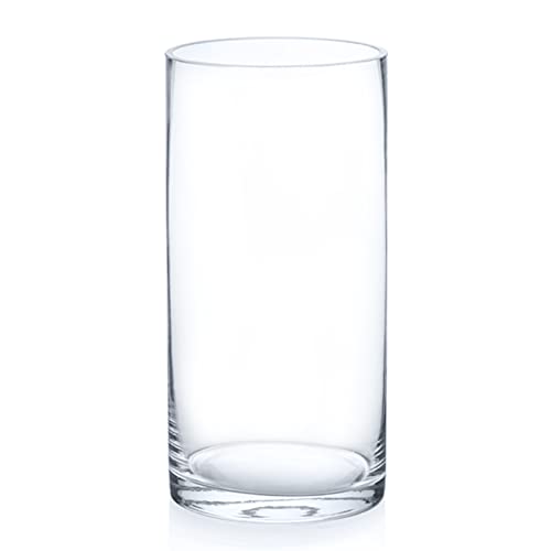Enova Floral Cylinder Glass Vase - 6 x 12 Inches Round Large Flower Vase, Tall Pillar Candle Holder for Floating Candles and Flowers, Wedding Centerpiece (1 Piece) - size: 6H