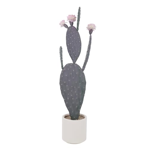Artificial Cactus Plant, Tall UV Resistant Faux Cactus Plant, Realistic Texture Tall Fake Plant, Faux Desert Cacti Potted Plant with Planter for Indoor Outdoor Decoration - color: Pink 25p0101