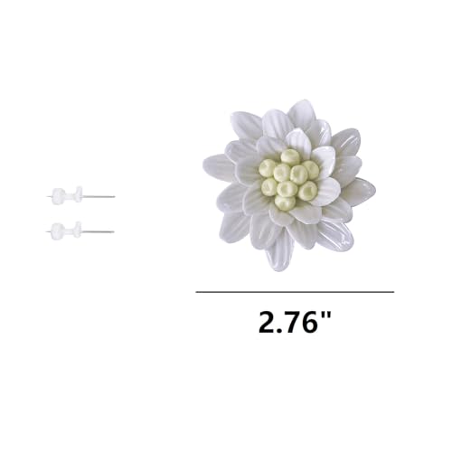 Ceramic Flower Wall Art, Artificial Flower Wall Sculpture，Handcrafted 3D Hanging Porcelain Flowers ,3D Wall Hanging Decor ,Porcelain Flower Wall Décor for Home，Hallway，Kitchen，Office (White,Marguerite, 2.76") - color: White,Marguerite, size: 2.76"