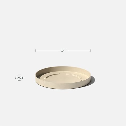 Veradek Mason Series Lima Planter - Round Planter for Indoor or Outdoor Porch/Garden | Made from Plastic-Stone Composite with Drainage Holes | Modern Décor for Succulents, Flowers, Small Plants - color: Sand, size: 15 inches - 2 Pack with Saucers