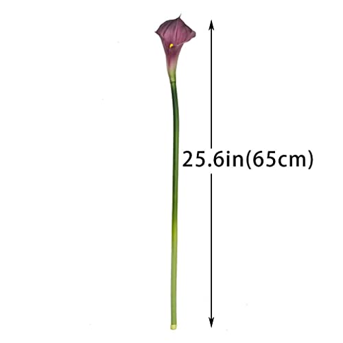 DUYONE Artificial Flowers Calla Lilly 25.6'' Large Fake Bouquet Long Stem Plants 5 Pcs for Home,Living Room,Bedroom,Dining Table,Office,Weddings Party Garden Décor(Purple) - color: (No Vase) 5pcs Purple