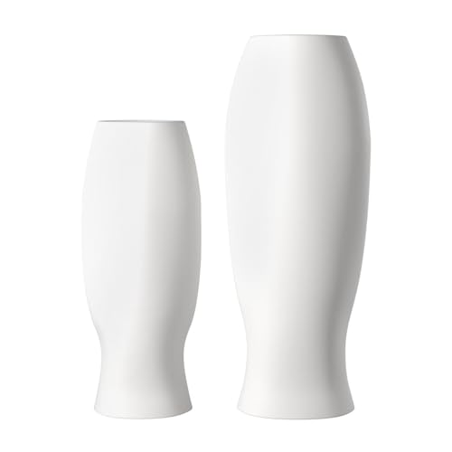 Howard Elliott Collection Matte White Abstract Faces Ceramic Floor Vase Set, 2 Piece (Tall and Small), Decoration for Home, Office, Living Room, Hallway, Entryway or Any Room, Ideal Gift for Wedding