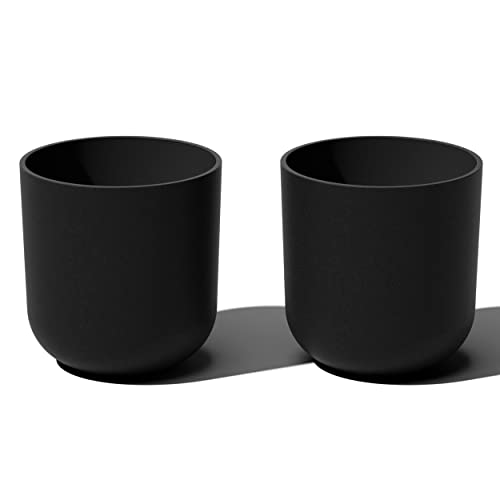 Veradek Round Black Plastic Planter Pots for Indoor/Outdoor Garden Use, with Drainage Holes, Suitable for Small to Large Succulent Plants, Flowers, Modern Interior Plants - color: Black, size: 10 inches - 2 Pack