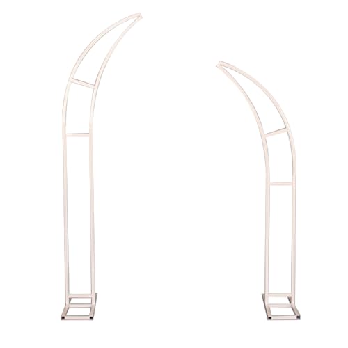 Curved Metal Wedding Arch Stand, Garden Arch Flower Stand Outdoor Indoor Use for Wedding Ceremony Birthday Anniversary Floral Stand Background Decoration 8.2FT and 6.9FT (White) - color: White
