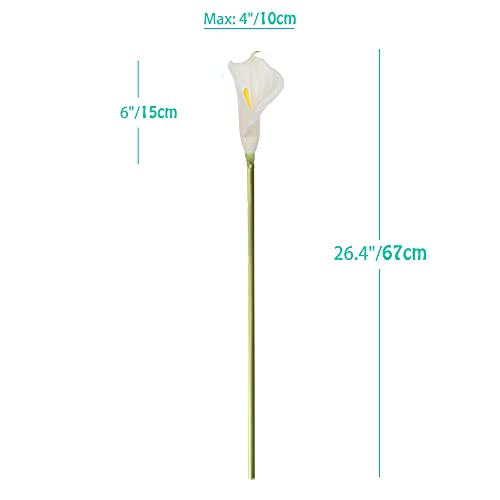 10pcs Calla Lilies Artificial Flower,26'' Long Stem Artificial Calla Lily Flowers,Realistic Arum Lilies for Wedding Bridal Bouquet Home Decor Centerpiece,White - color: White