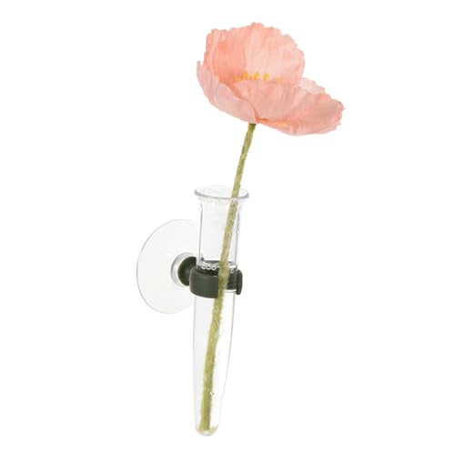 PATIKIL Floral Water Tubes with Suction Cup, 3 Pcs 0.6" ID 4" Plastic Wall Hanging Vase for Plants Flower Arrangement, Clear