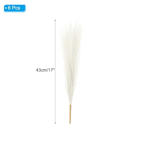 PATIKIL 17 Inch Faux Pampas Grass, 6 Pcs Boho Decor for Home Decoration Artificial Tall Fluffy Stems for Wedding Flower Party Vase Arrangement Centerpieces, Cream - color: Cream