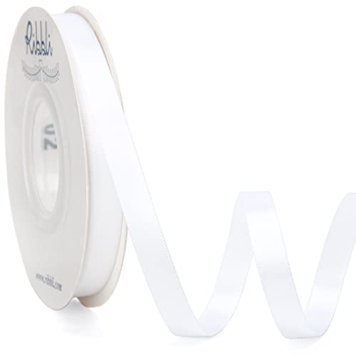 Ribbli Double Faced White Satin Ribbon,3/8” x Continuous 25 Yards,Fabric Ribbon use for Bows Bouquet,Gift Wrapping,Floral Arrangement - color: White, size: 3/8 inch