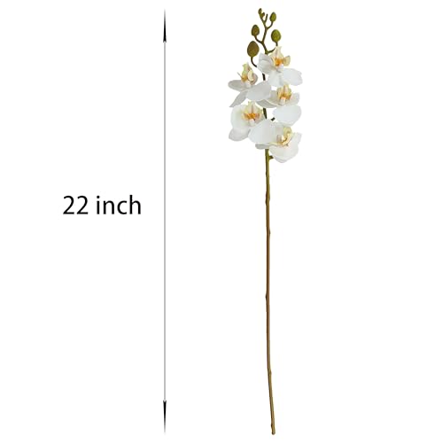 ATFL 8 Pack White Orchid Artificial Flowers Real Touch, 22'' Artificial Fake Faux Silk Orchid Stem Bouquets for Wedding Party Home Garden Decor,Orquideas Artificiales para Decora - color: White