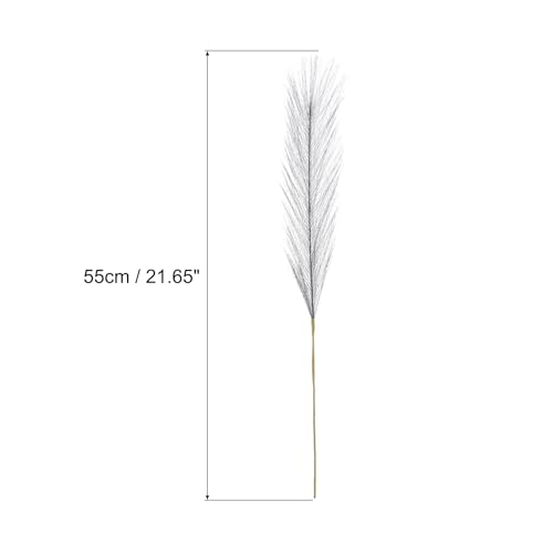 MECCANIXITY 10Pcs Faux Pampas Grass,21"/55cm Fluffy Fake Pampas Grass Decor Tall Artificial Pampas Grass for Living Room Party Wall Vase Wedding Decoration,Dark Grey - color: Dark Grey