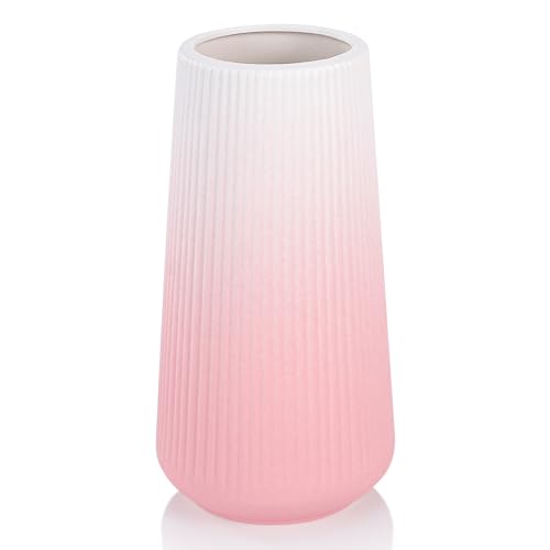 Gradient Pink Ceramic Vase, GUKJOB Cute Flower Vase for Pampas Grass, Home, Living Room, Dining Table, Farmhouse, Office Decor, Bedroom, Table, and Kitchen Shelf (XL Gradient Pink) - color: XL Gradient Pink