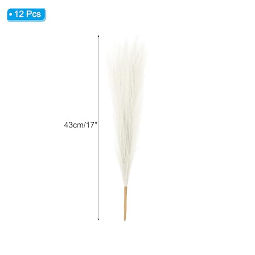 PATIKIL 17 Inch Faux Pampas Grass, 12 Pcs Boho Decor for Home Decoration Artificial Tall Fluffy Stems for Wedding Flower Party Vase Arrangement Centerpieces, Cream - color: Cream