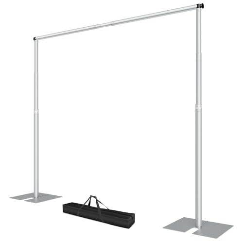 EMART Heavy Duty Backdrop Stand for Parties, 8.5x10 ft Pipe and Drape Adjustable Back Drop Stand Kit with Flat Base, Sturdy Photo Background Frame DIY Pole for Flower Wall Wedding Curtain - color: Sliver, size: 10X8.5ft