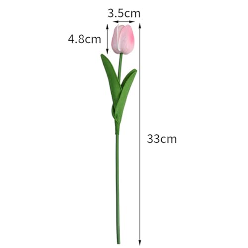 10 Pack Tulips Artificial Flowers PU Faux Flowers Fake Tulips for Home Kitchen Wedding Dining Table Decorations Mother's Day Easter Valentine's Day Decor (Pink) - color: Pink