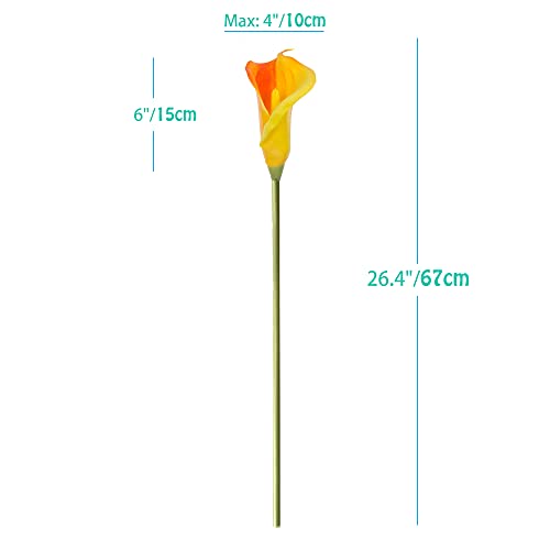 10pcs Calla Lilies Artificial Flower,26'' Long Stem Artificial Calla Lily Flowers,Realistic Arum Lilies for Wedding Bridal Bouquet Home Decor Centerpiece,Orange - color: Orange