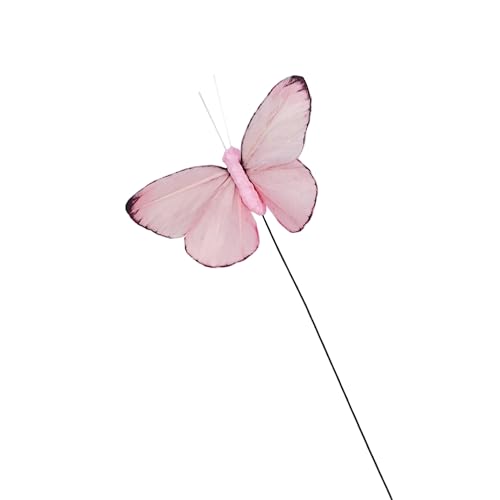 Cartanfill- Artificial Feather Simulation Butterfly Party Decoration Set, a Set of 12 Pieces with Clips, Used for Home Decoration in 12 Colors.… (C Wire) - color: C Wire