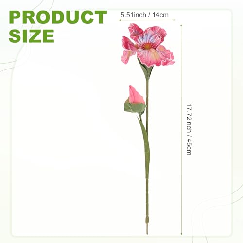 M METERXITY 1-Pack Pink Artificial Iris Flowers with Flower Bud,17.7 Inch Faux Iris PU Bouquets Real Touch Faux Flowers for Home/Wedding/Christmas/Party - color: Pink