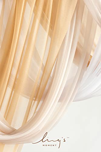 Ling's moment Fall Wedding Arch Flowers with Sheer Drapes Kit - Artificial Rust Boho Floral Arrangements for Ceremony Backdrop, Arbor Decor, Orabge 5-Piece Set (2 Flower Stems + 3 Hanging Drapes) - color: Or-rust & Sepia