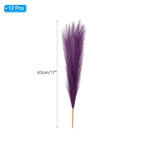 PATIKIL 17 Inch Faux Pampas Grass, 12 Pcs Boho Decor for Home Decoration Artificial Tall Fluffy Stems for Wedding Flower Party Vase Arrangement Centerpieces, Dark Purple - color: Dark Purple