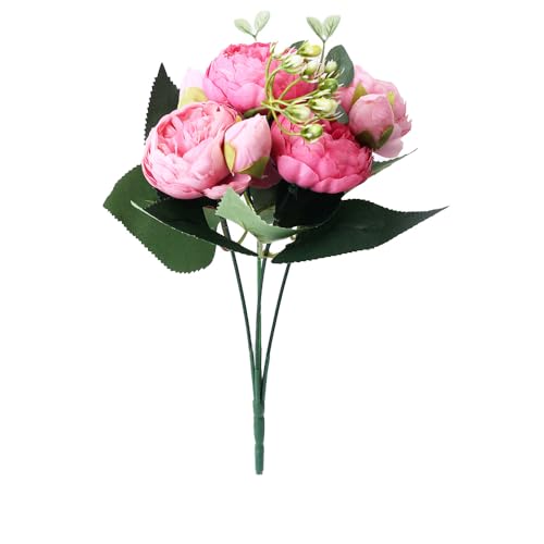 Artificial Peonies Flowers for Home Decor for Wedding Party Decor Rose Pink - color: Rose Red and Pink
