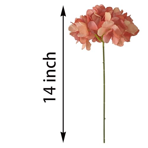 7.1''Hydrangea Silk Flowers Coral,10Pcs Artificial Silk Hydrangea Heads,81 PetalsFaux Hydrangea Flowers Heads with Stems for Home Wedding Baby Shower Decor(Coral) - color: Coral