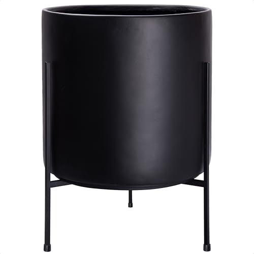 D'vine Dev Mid Century Plants Pot Cylinder Planter with Heavy Duty Stand, XX-Large 16 Inch Pot, 22.8 Inch with Stand Height, Black, 96-T-B-5 - color: Black, size: XX-Large 16 Inch