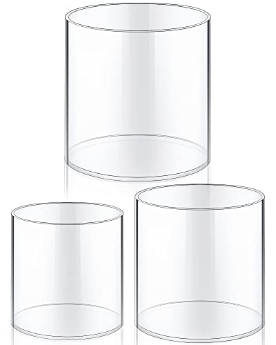 meekoo 3 Pcs Flower Acrylic Vase Cylinders Round Decorative 6 x 6 in, 5 x 5 in, 4 x 4 in Vase Break Resistant Acrylic Flower Cylinder for Centerpiece Home Wedding Decor(Classic) - color: Clear, size: 4 x 4 in, 5 x 5 in, 6 x 6 in