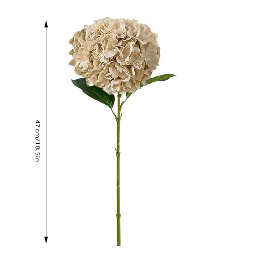 8pcs Fake Flowers Silk Hydrangea Artificial Flowers Bouquets Faux Hydrangea Stems for Home Table Centerpieces Wedding Party Decoration - color: Beige
