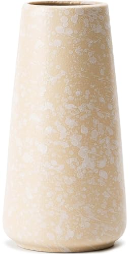 Beige Vase - 8" White Textured Pampas vase, Boho Rustic Vases for Home Decor, Farmhouse Decor, Minimalist Cream Modern Flower vases for Centerpieces, Living Room, Bedroom - color: Snowflake, size: Big