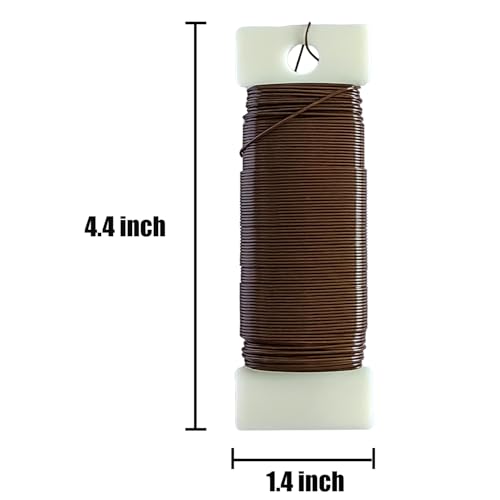3 Rolls 22 Gauge Brown Paddle Wire Flexible Floral Wire for Flower Arrangement, Wreath, Garland - color: Brown