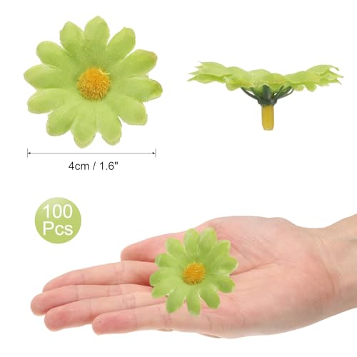 uxcell 100pcs Artificial Daisies Flower Heads,1.6" Silk Fake Daisies Heads Mini Daisies Artificial Flowers Bulk for DIY Wedding Bouquets Centerpieces Party Home Decorations, Green/Yellow - color: Green/Yellow