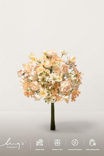 Ling's moment Artificial Greenery Stems Box Set, Faux Greenery Picks for DIY Bridal Bouquets Wedding Floral Arrangement Table Centerpieces, Cream & Red Clay - color: Filler Flower Combo- Cream & Red Clay