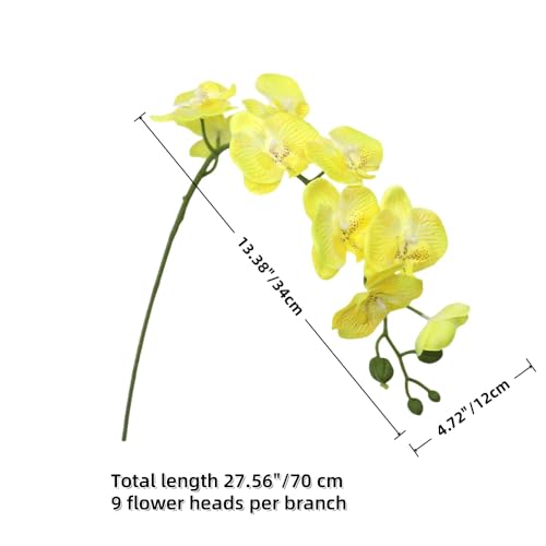 XZJMY Artificial Phalaenopsis Flowers,27.5" Fake Orchid Stems,Real Touch Orchid Flower Silk Phalaenopsis for Home Decor Wedding Centerpieces (4, Yellow) - color: Yellow