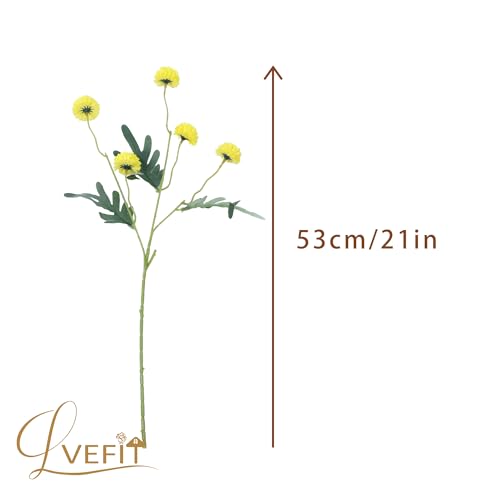 LVEFIT 10 Pcs Yellow Kiku Flower Fake Mums Long Stem Flowers,Faux Kiku Flower Bulk,Silk Flowers Mini Chrysanthemum Floral Arrangements,Artificial Flowers Chrysanth Mini Fake Flower - color: Yellow