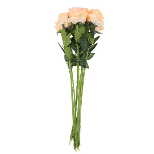 8pcs Light Rose Flowers Artificial Fake Roses for Wedding Party Decoration Valentine’s Day Floral Arrangement Home Décor