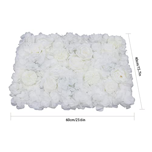 Artificial Flower Wall Panels, Silk Wedding Flower Wall Backdrop Panel, 3D Floral Panel Artificial Floral Wall Mat Flower Screen for Photo Party Wedding Wall Background Decor (6PCS Ivory White) - color: 6pcs Ivory White