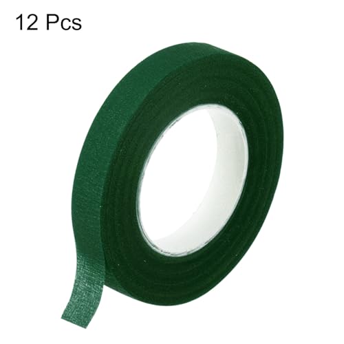 HARFINGTON 12 Rolls Floral Tapes 1/2 Inch 30 Yards Flower Adhesive Waterproof Tape for Floral Arranging Wedding Bouquet Wrap Craft Florist Tape, Pine Green - color: Pine Green