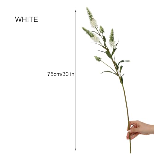 Artificial Lavender Lupine Flowers - 75cm (30 inches) High, 3PCS, 5 Flower Heads Perfect for Weddings, Restaurant, Office, and Bedroom Decor (White) - color: White