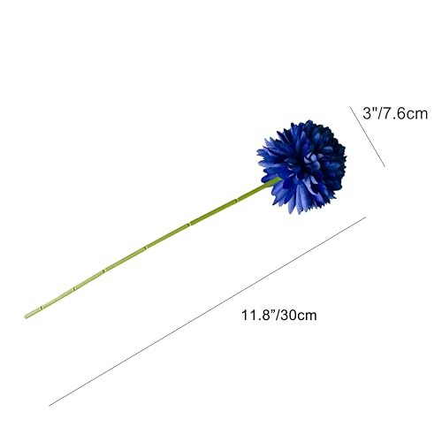 Mandy's 12pcs Artificial Royal Blue Chrysanthemum | 11.8 inch Artificial Mums Flowers for Home Table Centerpiece Summer Decor Silk Flowers for Porch Patio and Wedding - color: Royal Blue