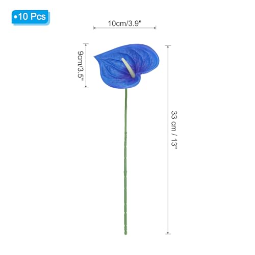 PATIKIL 13" Artificial Anthurium Lily Flowers, 10 Pack Permanent Flower Floral Arrangements Bouquet for Home Decor Bridal Wedding Festival Party, Navy Blue - color: Navy Blue