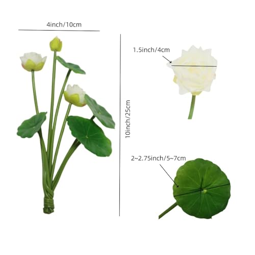 Artificial Flower Water Lily,Silk Plants Floating Flowers,Plastic Flowers Lotus Flowers,Realistic Fake Flowers Lotus Decor Used for Fish Tank Decoration Home Decor (3, White) - color: White