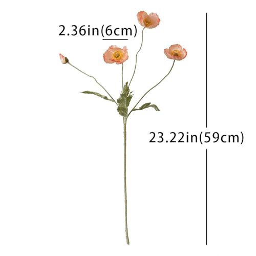 Lifelike Artificial Poppy Flowers, 8 Stems Silk Bouquet with Flocked Stems & Leaves – for Wedding Centerpieces, Home Decor, Table Arrangements - color: 8pcs Pink